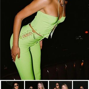 Rhythm stud green top and mid way laced flare pants green